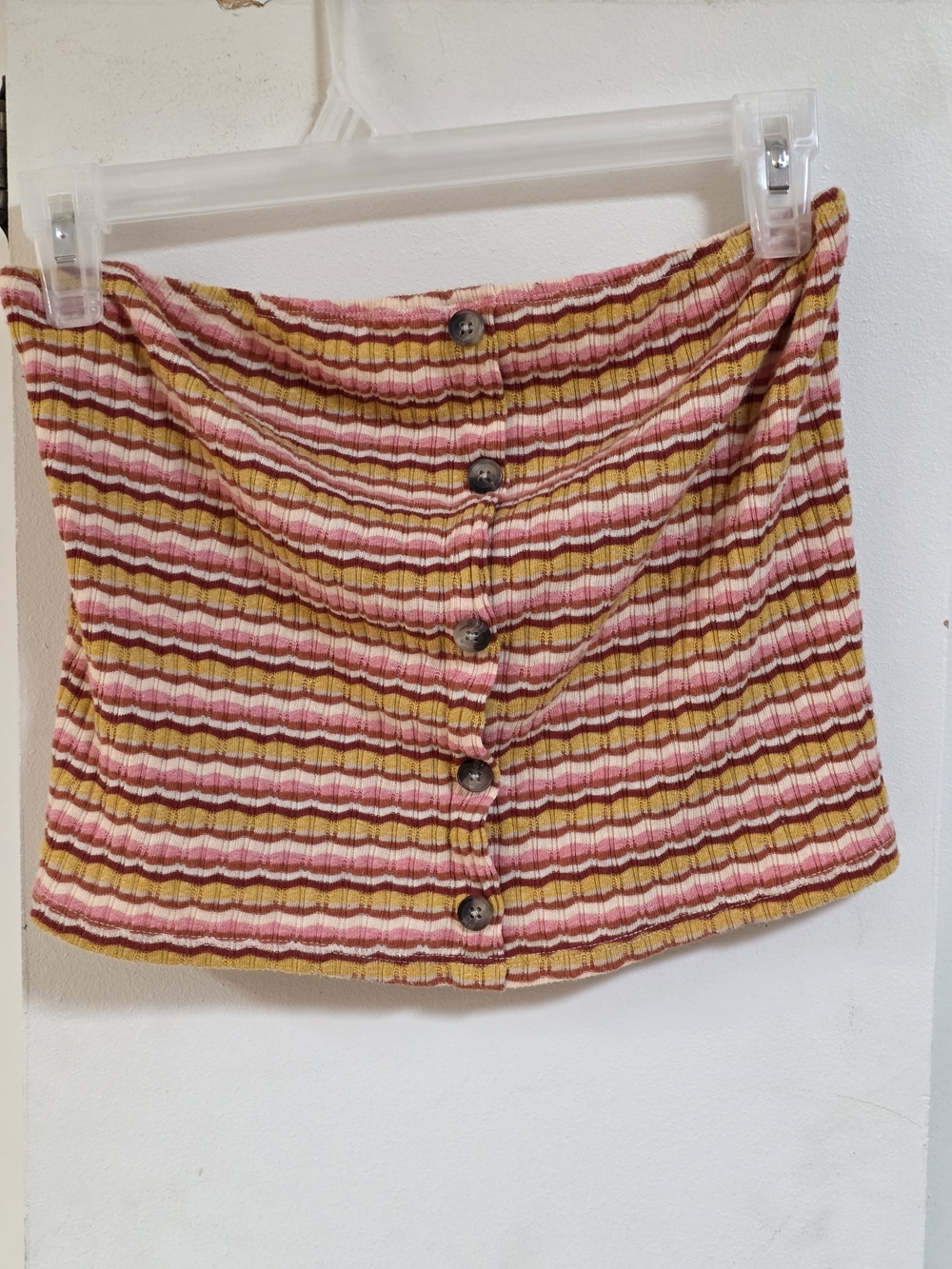 American Eagle Outfitters Striped Ribbed Tank Top in Pink, Mustard & Cream